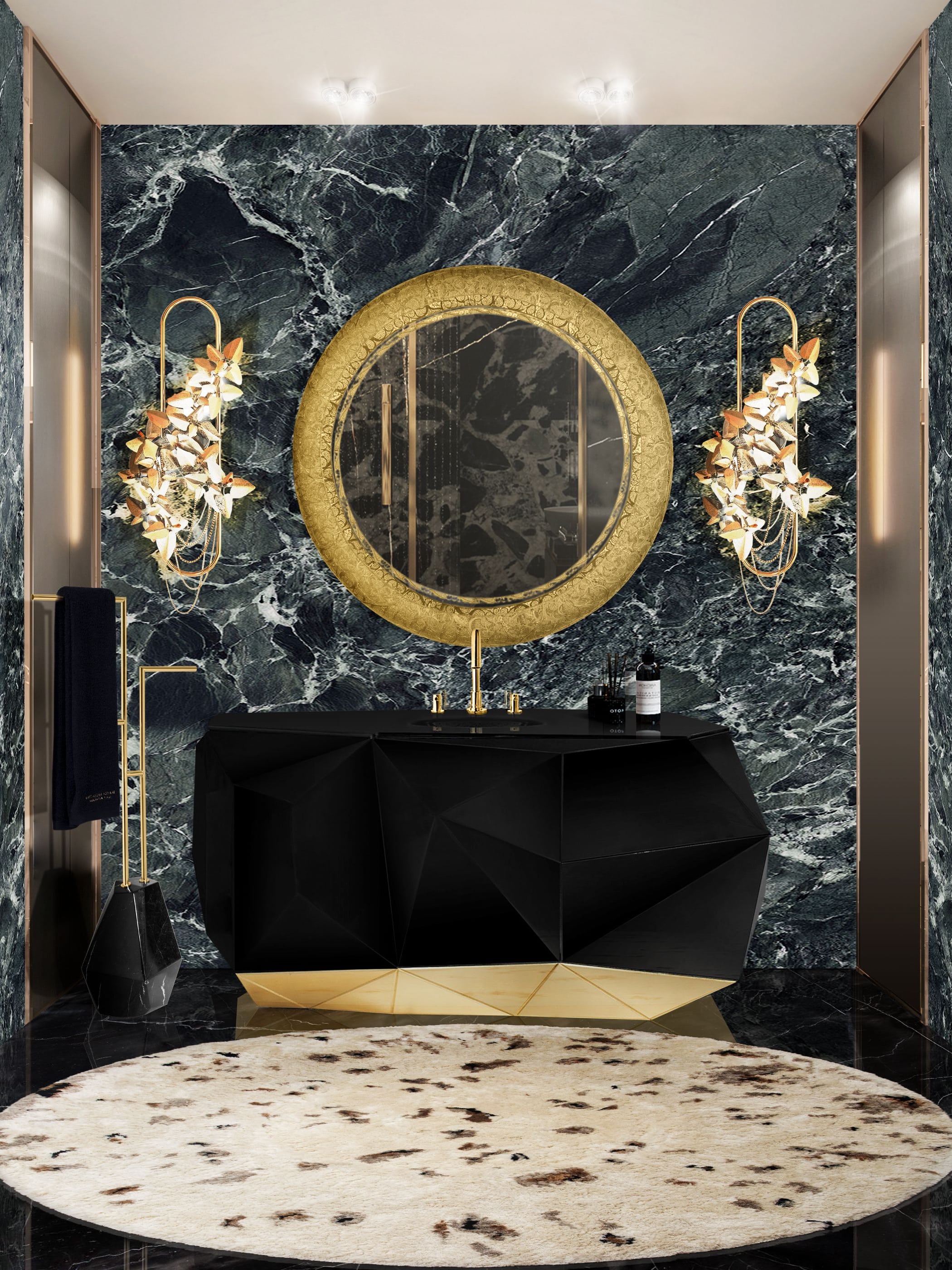 Bathroom Design With Black And Gold Details Home's Society