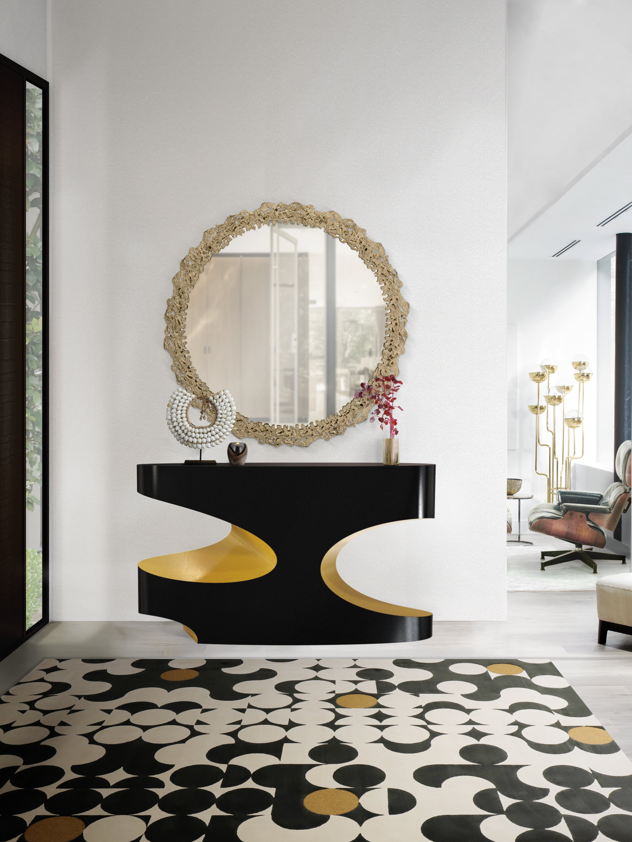 Modern Entryway In Black And Gold - Home's Society