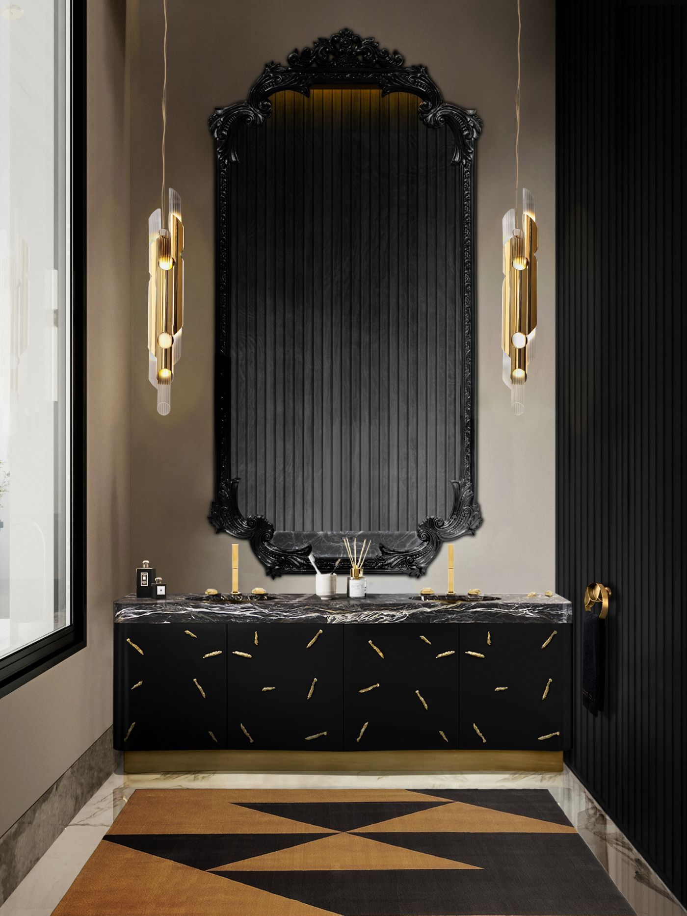 Luxury Bathroom Decor Made Of Hand-carved Lines - Home's Society