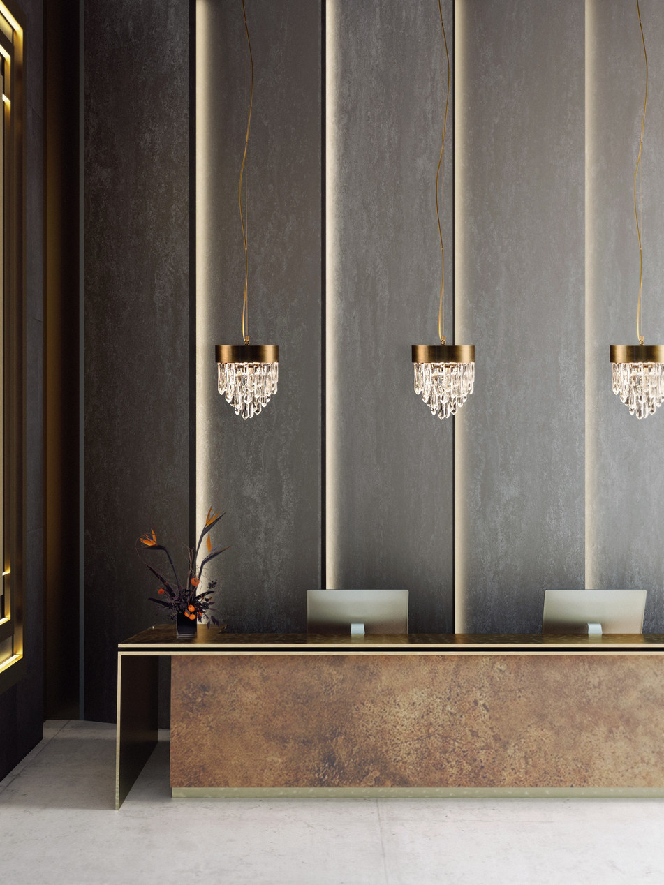 Modern Midcentury Entryway Design With Brass Pendant Light - Home's Society