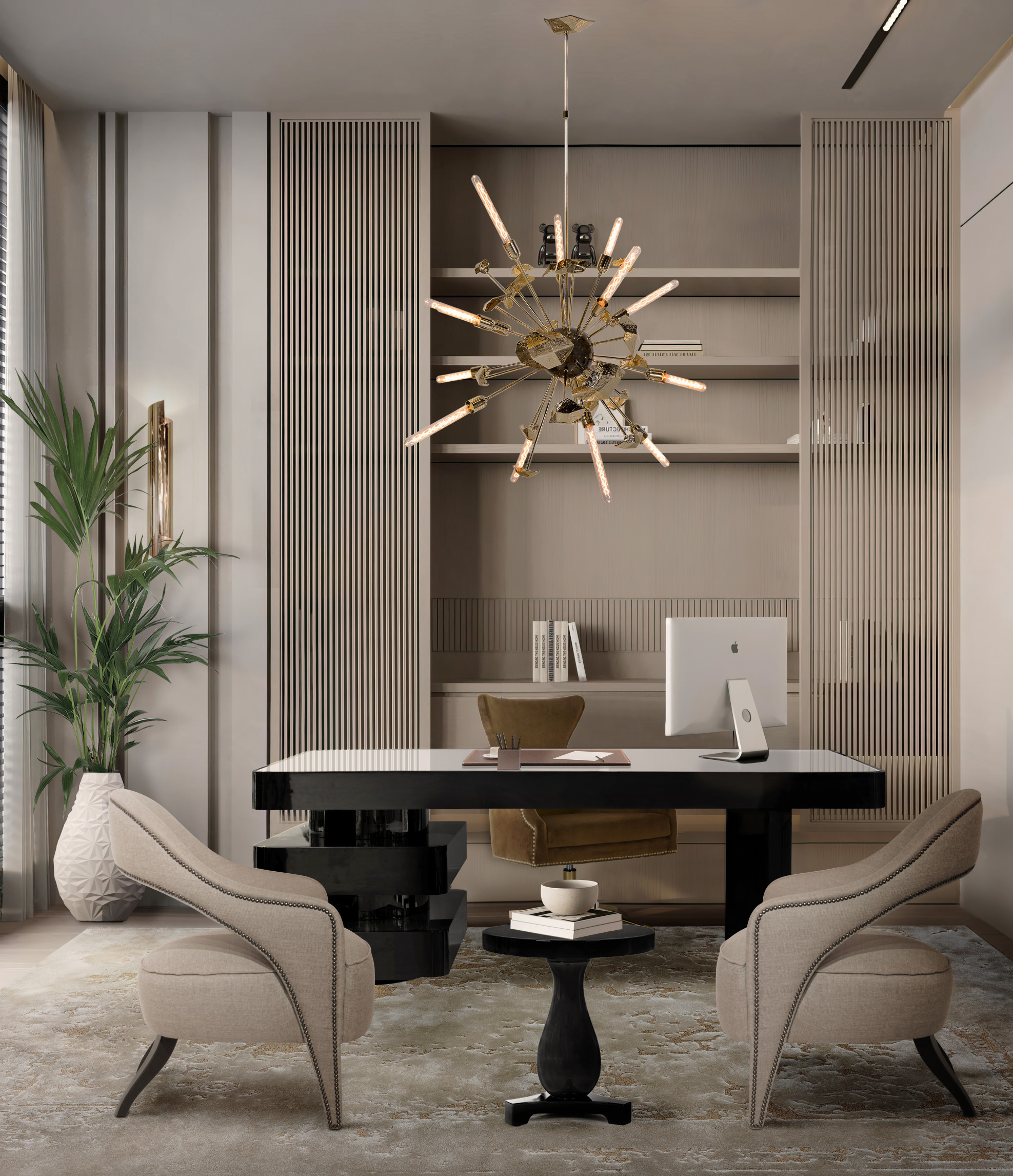 Office Design In Neutral Tones - Home's Society